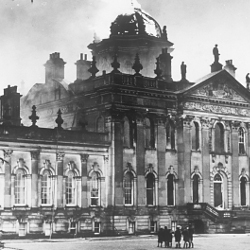 Children watch the dome ablaze